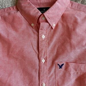 American Eagle Outfitters Men's Casual salmon Button-Down Shirt